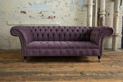 Chesterfield 3 Sitzer Couch Polster Sitz Textil Stoff Leder Couchen Sofas Sofa