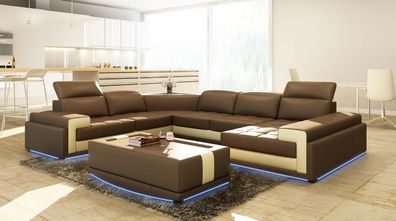 Ledersofa Couch Wohnlandschaft Ecksofa Eck Garnitur Design Modern Sofa Leder Neu