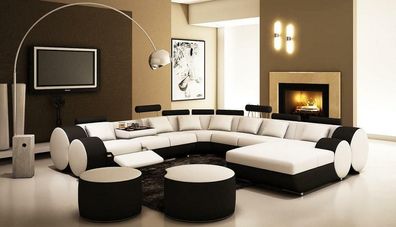 Designer Ledersofa xxl Big Wohnlandschaft Sofa Couch Polster Garnitur Ecksofa !