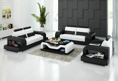 Ledersofa Couch Wohnlandschaft 3 + 2 + 1 Sitzer Garnitur Design Modern Sofa G8007D