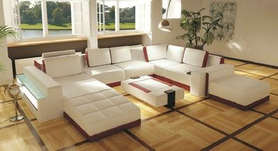 Modern Ecksofa Couch Polster Leder Design Sofa Garnitur Wohnlandschaft Valentin