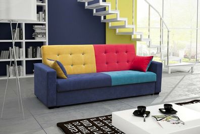 Schlafsofa Stoff Sofa Couch Textil Polster Garnitur Bettfunktion 3 Sitz Neu