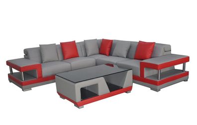 Ledersofa Couch Wohnlandschaft Eck Garnitur Design Modern Sofa L-Form G9017B Neu