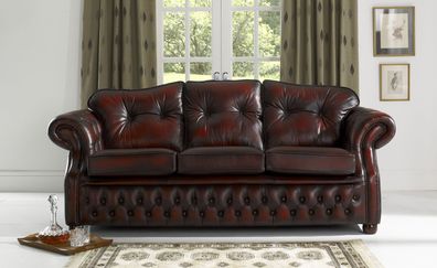 Design Chesterfield Winsor Sofa Leder 3 Sitzer Leder Couch Polster Sofas Couchen