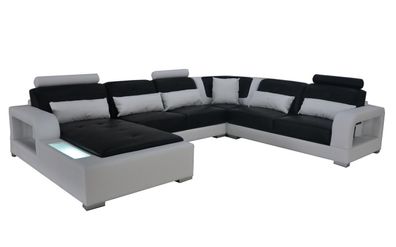 Leder Sofa Couch Wohnlandschaft Eck Garnitur Designer Modern Polster UForm Sitz