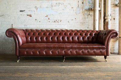 XXL Big Sofa Couch Chesterfield 245cm Polster Sofas 4 Sitzer Leder Textil #315
