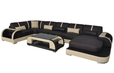 Leder Couch Polster Sitz Eck Garnitur Moderne Design Wohnlandschaft U Form Sofas