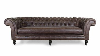XXL Big Sofa Couch Chesterfield 240cm Polster Sofas 4 Sitzer Leder Vintage #284