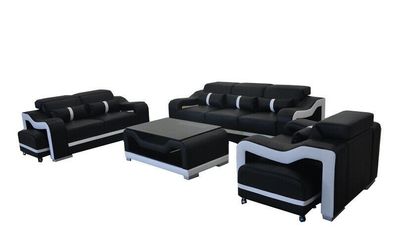 Sofa Leder Couch Polster Garnitur 3 + 2 + 1 Sitz Komplett Set Garnituren Design Neu