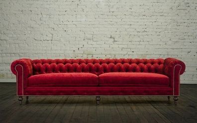 XXL Big Sofa Couch Chesterfield 270cm Polster Sofas 4 Sitzer Leder Textil #280