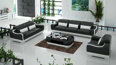 Ledersofa Couch Wohnlandschaft 3 + 2 + 1 Sitzer Garnitur Sofa Sofagarnitur G8025D