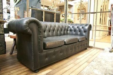 Chesterfield Design Luxus Polster Sofa Couch Sitz Garnitur Leder Vintage Neu 116
