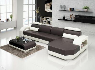 Design Ledersofa Sofa Couch Polster Sitz Eck Garnitur Wohnlandschaft Neu G8001C