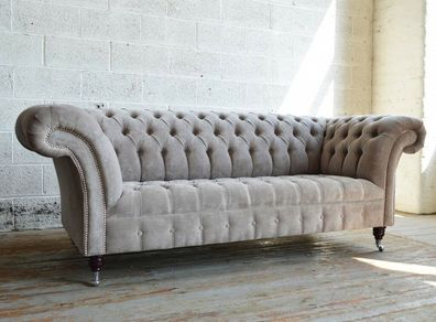 Chesterfield Design Luxus Polster Sofa Couch Sitz Garnitur Leder Textil Neu #155