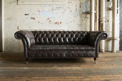 Chesterfield Design Luxus Polster Sofa Couch Sitz Garnitur Leder Textil Neu #110