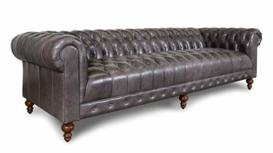 XXL Big Sofa Couch Chesterfield 240cm Polster Sofas 4 Sitzer Leder Textil #273