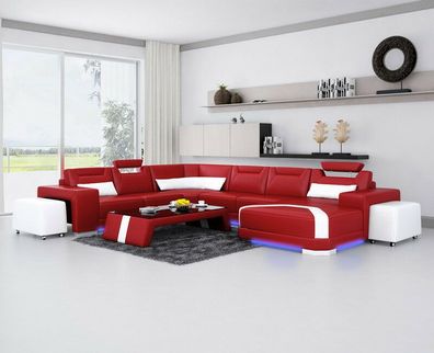 Leder Sofa Couch Eck Polster Garnitur XXL Wohnlandschaft Couchen Sofas F3011