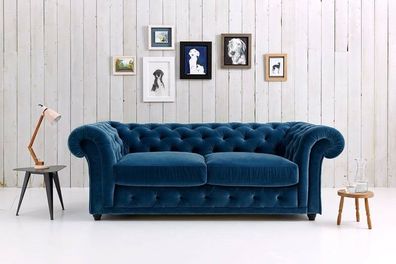 Chesterfield Design Luxus Polster Sofa Couch Sitz Garnitur Leder Textil Neu #129