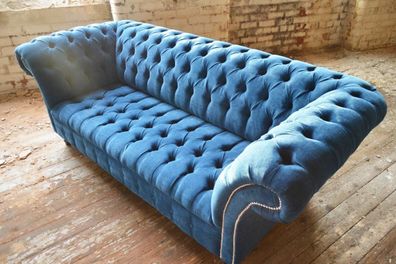 Chesterfield Design Luxus Polster Sofa Couch Sitz Garnitur Leder Textil Neu #151