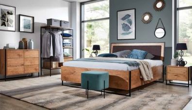 Holz Designer Bett Schlafzimmer Betten Textil Leder Hotel Luxus Polster Design