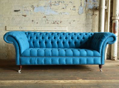 Chesterfield Design Luxus Polster Sofa Couch Sitz Garnitur Leder Textil Neu #149