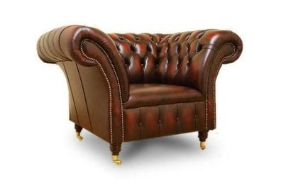 Chesterfield Design Sofa Sessel Couch Leder Luxus Textil Couchen 1 Sitzer #210