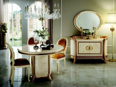 arredoclassic™ Luxus Klasse Möbel Esszimmer Rund Tisch Esstisch + 4 Stühle Neu