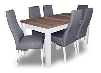 Design Tisch + 6 Stühle Esszimmer Garnitur Stuhl Set Essgarnituren Tische Holz