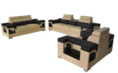 3 + 2 + 1 Garnitur Leder Sofa Couch Polster Couchen Sofas Wohnlandschaft Luxus Neu