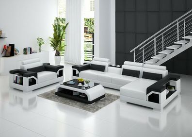 Ledersofa Wohnlandschaft Ecksofa Sessel Couch Garnitur Design Modern Sofa G8010E