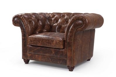 Chesterfield Sofa Couch Polster 1 Sitzer Sessel Sofas Design Polster Leder Neu