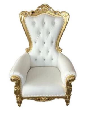 Barock Thron Sessel Königlicher Polster Chesterfield Samt Sitz Antik Stil Stühle