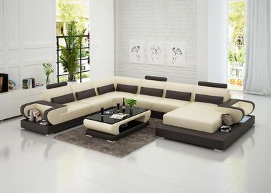 Ledersofa Couch Wohnlandschaft Ecksofa Eck Garnitur Design Modern Sofa G8003