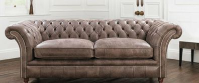 Chesterfield Sofa Couch Polster Garnitur 3 Sitzer Sitz Leder Textil Dreisitzer