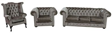 Chesterfield Sofagarnitur Leder Textil Chesterfield Komplett Set Sofa Couch 445