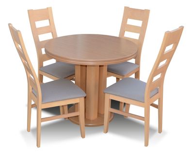 Klassischer Rund Runder Tisch Holz Design Esszimmer Tische 4 Stühle Essgarnitur