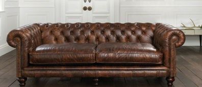 Chesterfield 3 Sitzer Couch Polster Garnitur Sofa Ledersofa Textil Couchen Neu