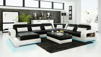 Ledersofa Couch Wohnlandschaft Ecksofa Eck Garnitur Design Modern Sofa L6008