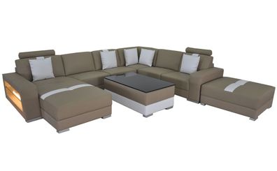 Ledersofa Couch Wohnlandschaft Eck Garnitur Design Modern Sofa U-Form K5010