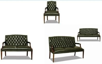 Sofagarnitur 3 + 2 + 1 Ledersofa Couch Sofa Garnitur Chesterfield Englischer Stil