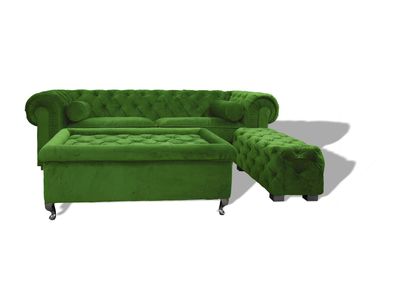 Chesterfield Sofa Polster Designer Couchen Sofas Garnitur Couch SLIII Grün ?27
