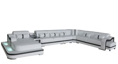 Leder Couch Polster Sitz Wohnlandschaft Design Modern Eck Garnitur Sofa U Form