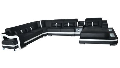Leder Couch Polster Sitz Design Modern Eck Garnitur Sofa Wohnlandschaft U Form