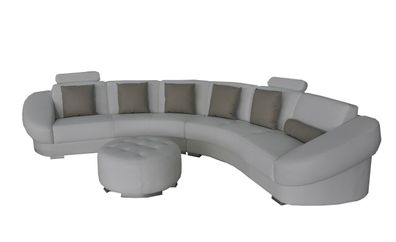 Rund L Form Sofa Couch Polster Eck Garnitur Leder Wohnlandschaft Couchen Big XXL