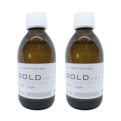 Kolloidales Gold 2x 250ml | 2ppm Flasche Braunglas Originalitätsverschluss pure