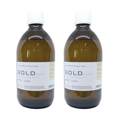 Kolloidales Gold 2x 500ml | 2ppm Flasche Braunglas Originalitätsverschluss pure
