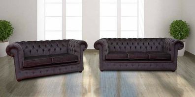 Sofagarnitur Couch Polster Chesterfield Design Sofa Set 3 + 2 Ledersofe Neu 201865