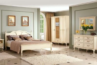 Schlafzimmer Set Bett Kommode Kleiderschrank Nachttisch Italienische Möbel Neu