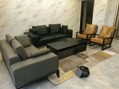 Italien Leder Sofa Polster Sitz Couch Garnitur 4tlg Set Designer Möbel Couchen