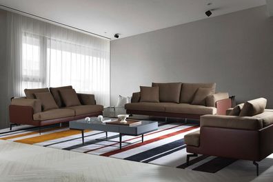 Couch Garnitur Italien Sofa Textil Eck Sitz Landschaft 3 + 2 + 1 Luxus Wohn Polster